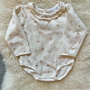 Zara Baby Beige Floral Bodysuit Size 1-3 Months